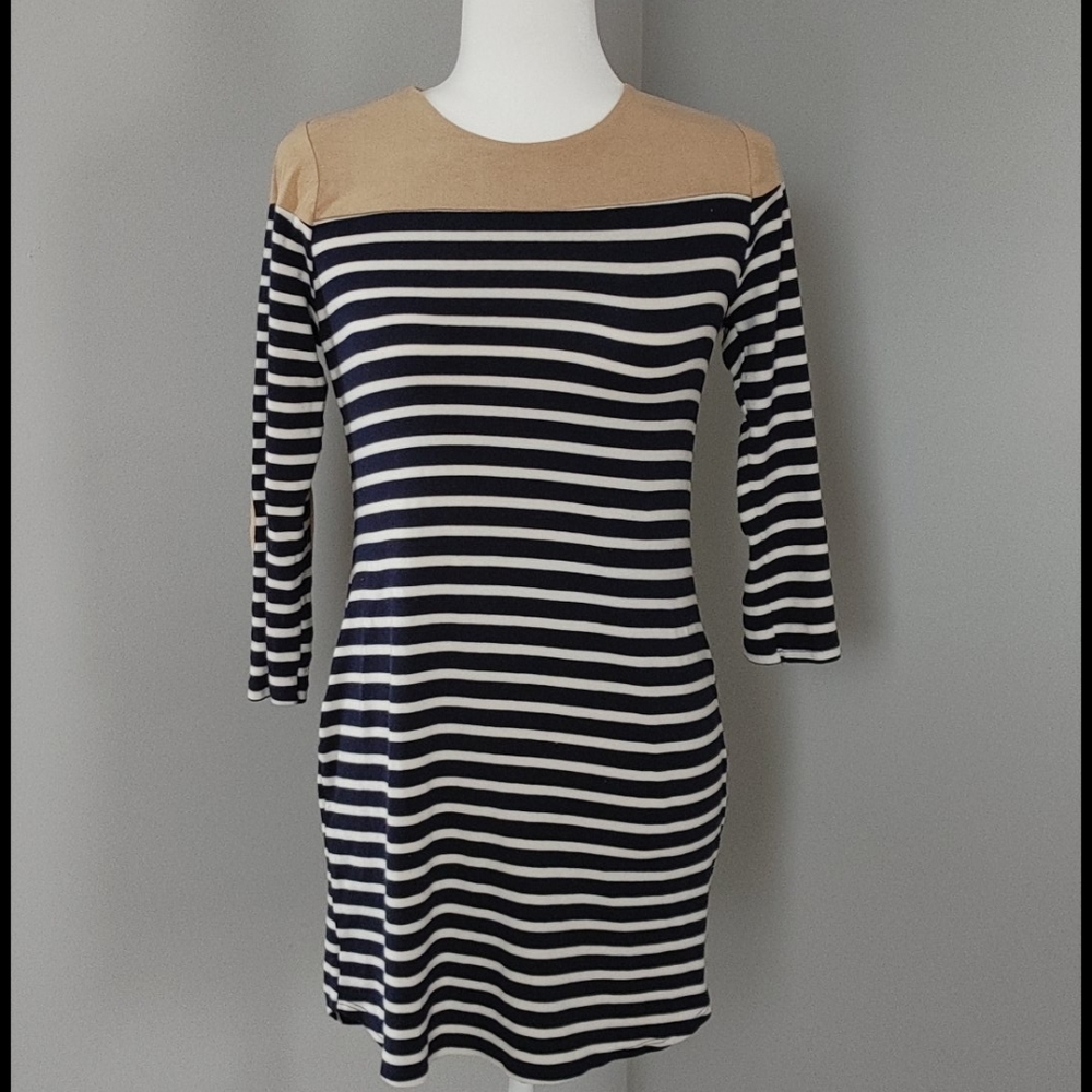 Monteau stripe dress with elbow pads